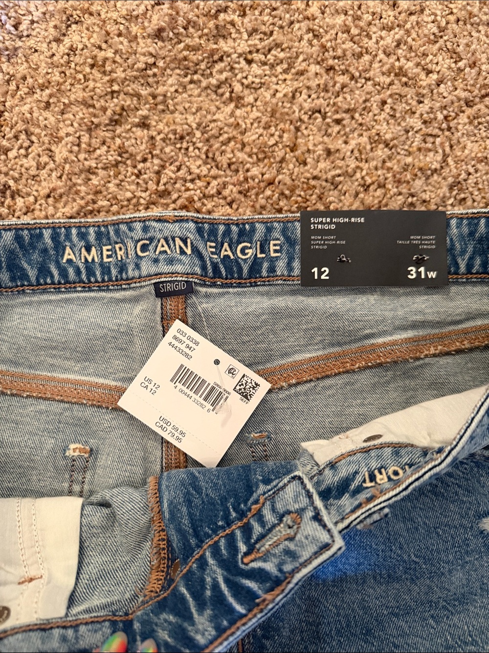 NWT American Eagle Strigid Mom Short with Criss-Cross Button Front Detail - 12 - Picture 2 of 6